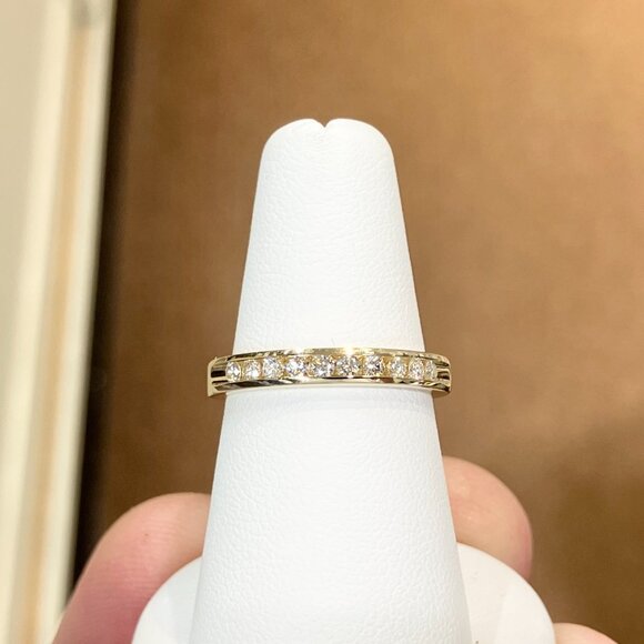 Gold Channel Set Quarter Carat Natural Diamond Ring - Picture 4 of 5